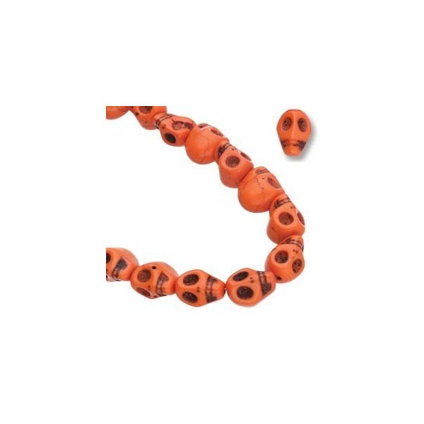 スカル（ドクロ）縦穴ビーズ 8×10mm 1連（38個）コーラル – Tool Shop